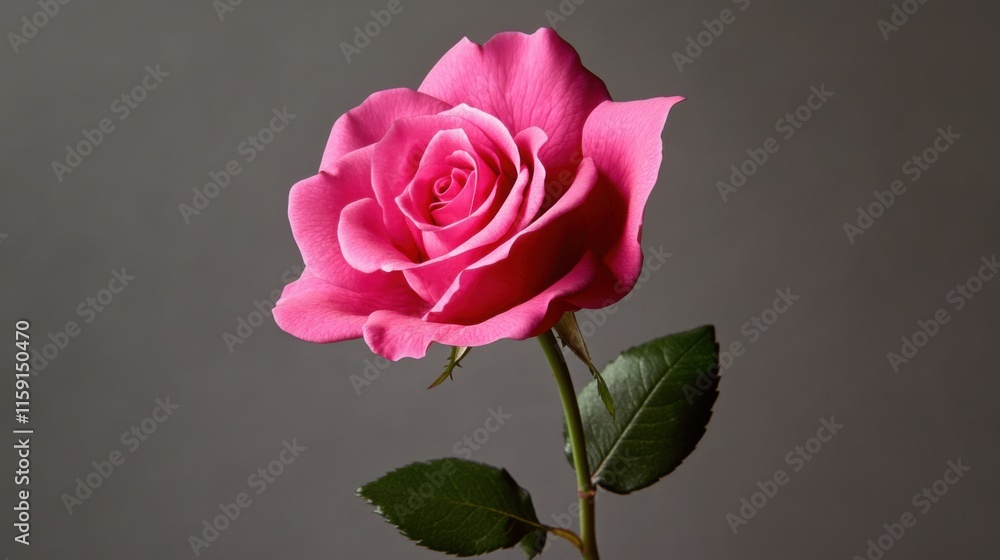 A playful rose in bold pink against a neutral gray background, simplistic design style, photo of A playful rose in bold pink against a neutral gray background, simplistic design style, photo of