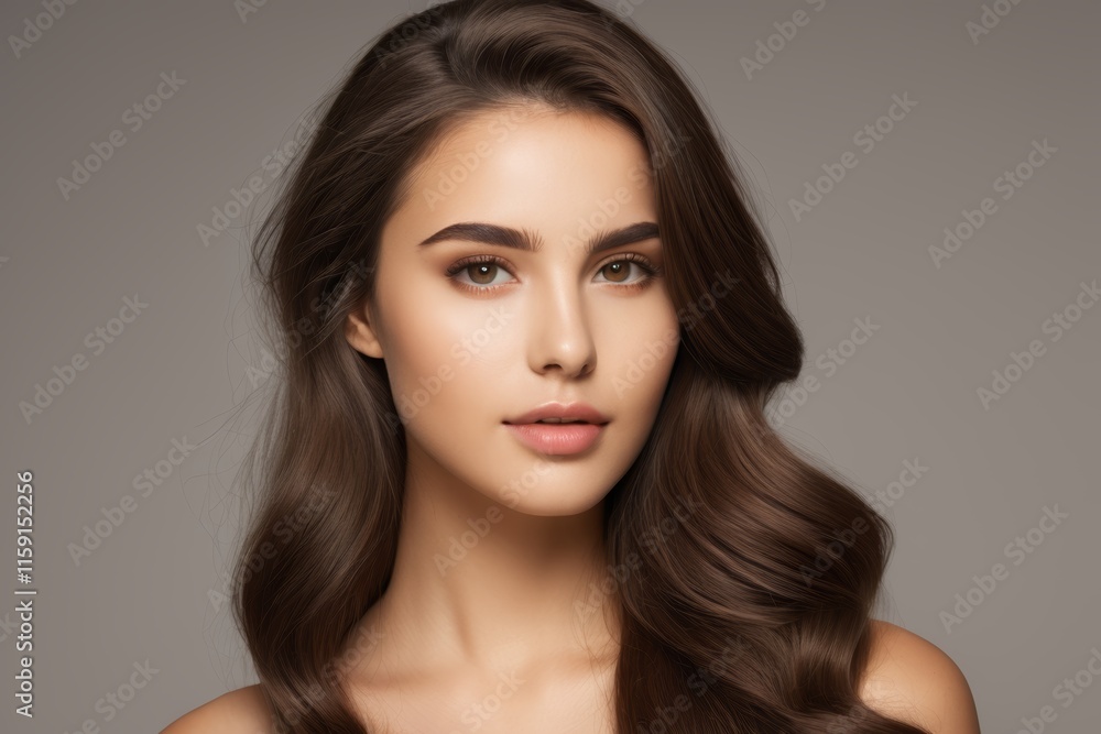 a close up of a woman with long brown hair and a brown dress a close up of a woman with long brown hair and a brown dress