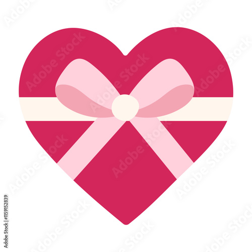 A heart with a pink bow is shown. The heart is surrounded by a white background