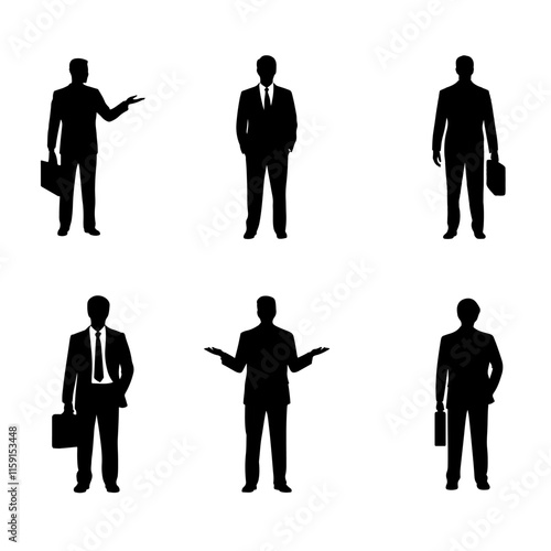 Silhouette  of  Sales Man Various Dynamic Pose