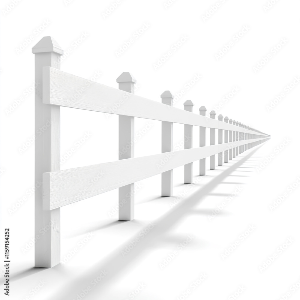 Obraz premium White fence isolated on white background.