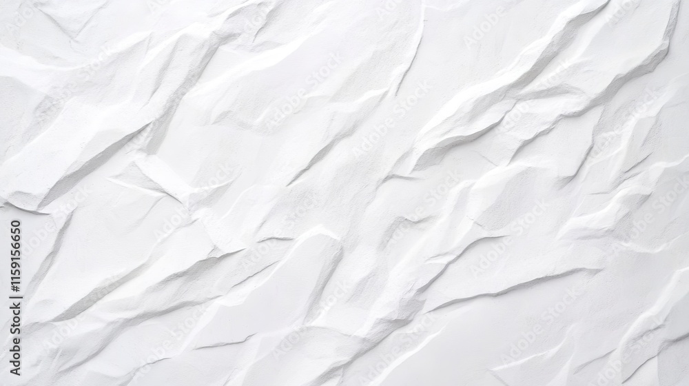 Textured white surface showcases intricate folds and layers, cre Textured white surface showcases intricate folds and layers, cre