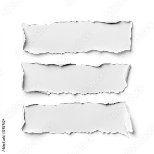 Wallpaper Mural White ripped paper torn edges strips isolated on white background. Torontodigital.ca