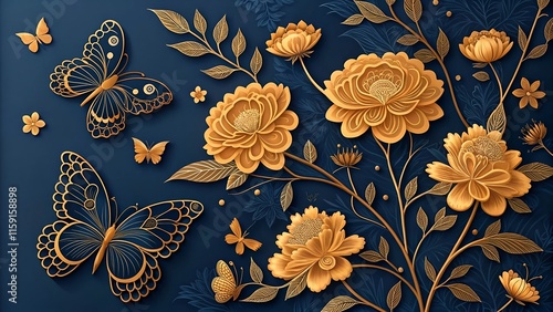 Ornate floral and butterfly design