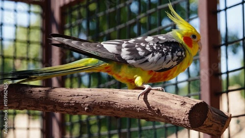 Vibrant Cockatiel in a Sunlit Aviary – Nature’s Melodic Beauty