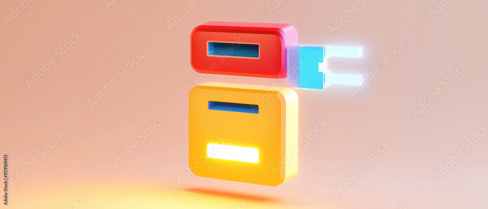 Abstract 3D Plug Icon. Abstract 3D Plug Icon.