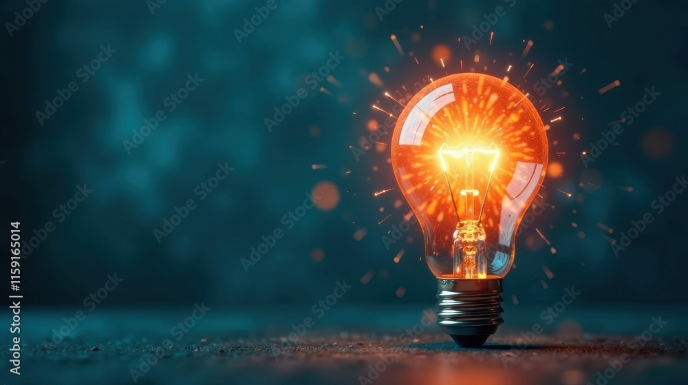 Illuminating Breakthrough A Glowing Light Bulb Radiates Brilliance and Sparks of Innovation on a Dark Background Illuminating Breakthrough A Glowing Light Bulb Radiates Brilliance and Sparks of Innovation on a Dark Background