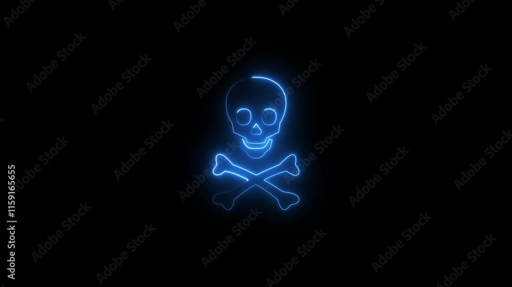 abstract denger icon neon Blu color glowing animation on black background abstract denger icon neon Blu color glowing animation on black background