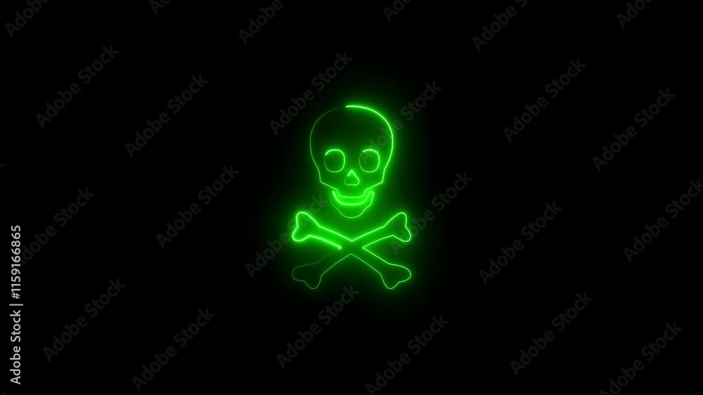 abstract denger icon neon green color glowing animation on black background abstract denger icon neon green color glowing animation on black background