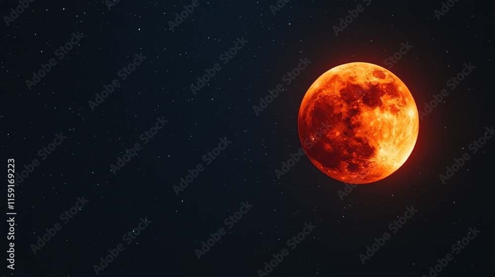 High quality image of red eclipse in the dark sky High quality image of red eclipse in the dark sky