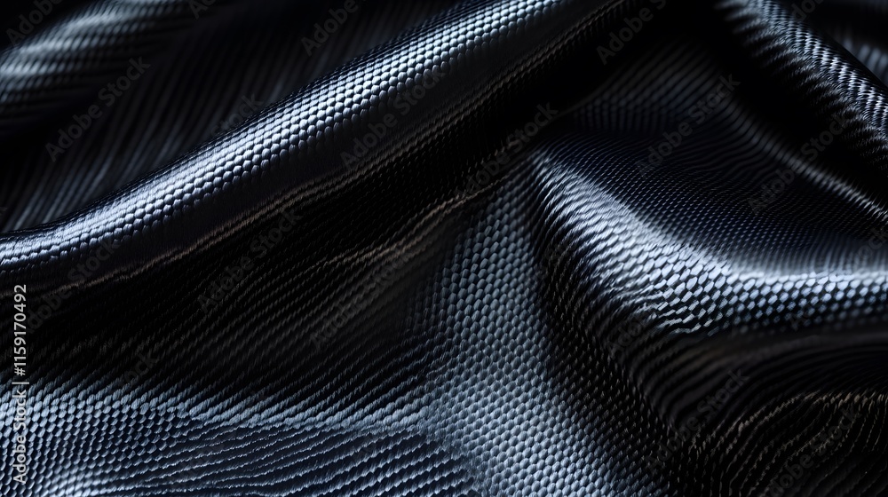Naklejka premium Black Carbon Fiber Fabric Draped Smoothly