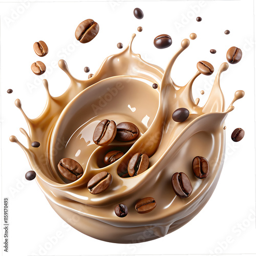 chocolate  milk splash and coffee beans