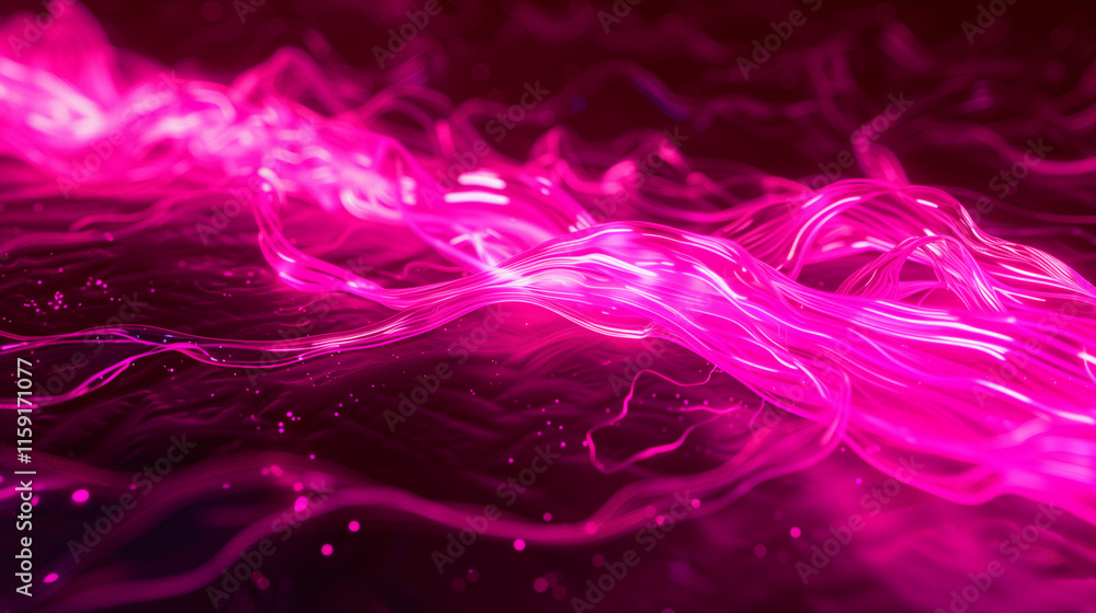 Fototapeta premium Abstract Vibrant Pink Light Waves on Dark Background 