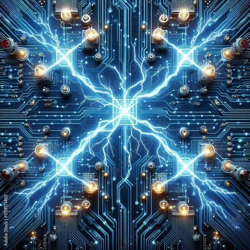 31 Lightning bolt patterns between circuit nodes Izobrajenie 1 i photo