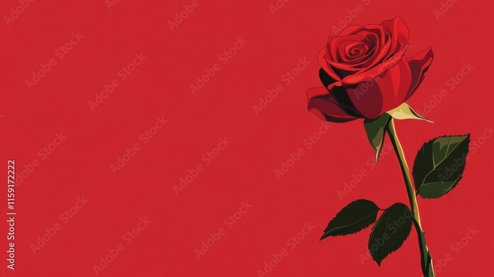 A vibrant rose on a bold red backdrop, cartoon-inspired style, photo of A vibrant rose on a bold red backdrop, cartoon-inspired style, photo of