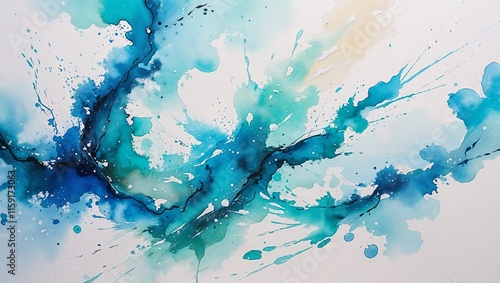 wirling Winter Whimsy: Dynamic Watercolor Art in Blues and Whites