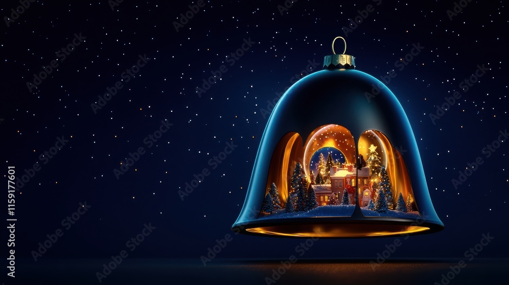 A beautifully designed bell jar showcasing a festive winter scene with glowing details. A beautifully designed bell jar showcasing a festive winter scene with glowing details.