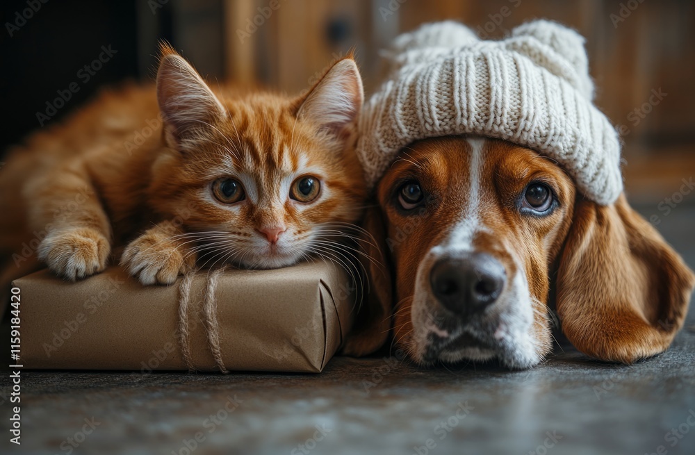 Cat and Dog Holiday Portrait Cat and Dog Holiday Portrait