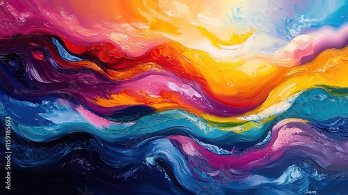 Wallpaper Mural A vibrant abstract composition featuring waves of light in vivid colors Torontodigital.ca