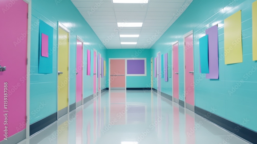 Fototapeta premium Colorful Affirmations Displayed in Bright Hallway