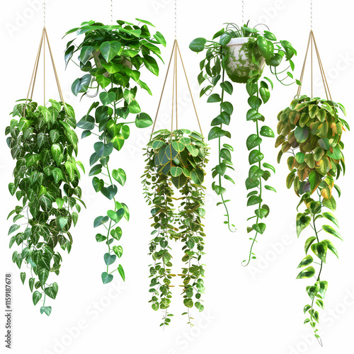 Wallpaper Mural Various Types of Hanging Indoor Plants with Green Foliage Display Torontodigital.ca