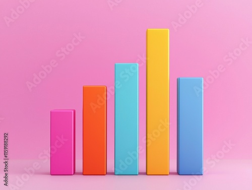 Colorful 3D Bar Chart with Ascending Bars on a Soft Pink Background Ideal for Business Presentations and Data Visualization Free Download Colorful 3D Bar Chart with Ascending Bars on a Soft Pink Background Ideal for Business Presentations and Data Visualization - GFXLoad
