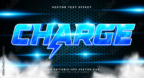 Charge 3d editable text effect template Suitable for lighting theme