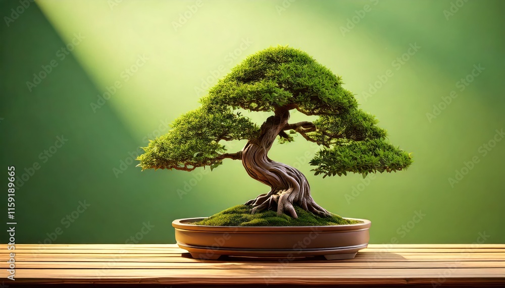 A big old bonsai tree with soft shadows A big old bonsai tree with soft shadows