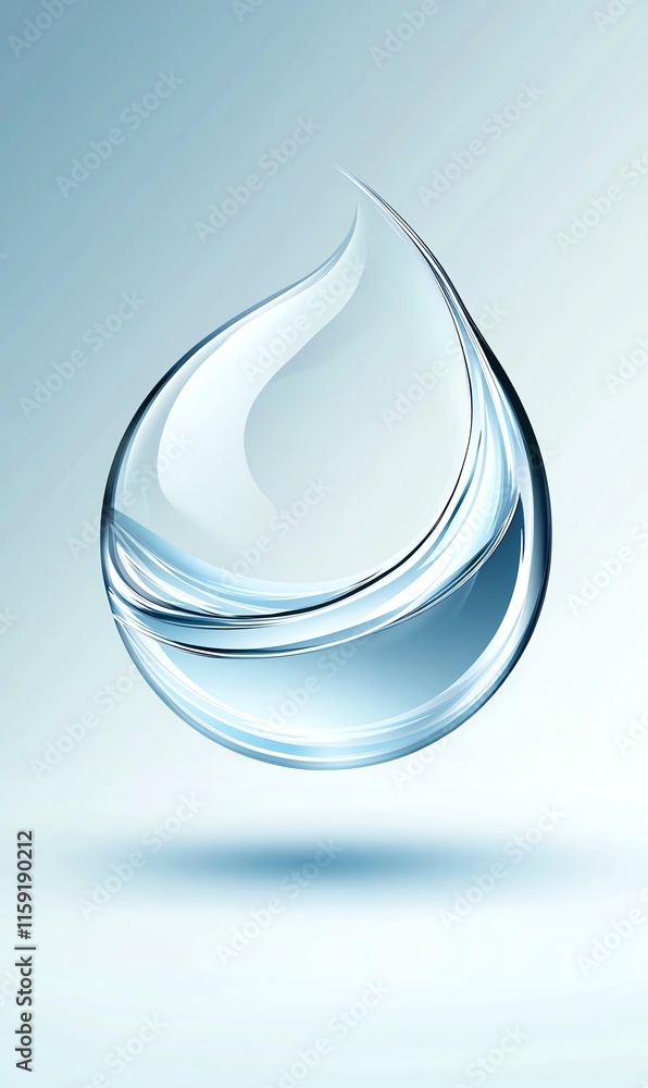 Illustration of a pristine water droplet against a gradient background, capturing purity and freshness, representing clean water or purity concepts for environmental themes. Illustration of a pristine water droplet against a gradient background, capturing purity and freshness, representing clean water or purity concepts for environmental themes.