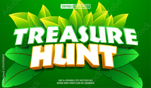 Editable 3d text style effect - Treasure Hunt Jungle Green text effect Template