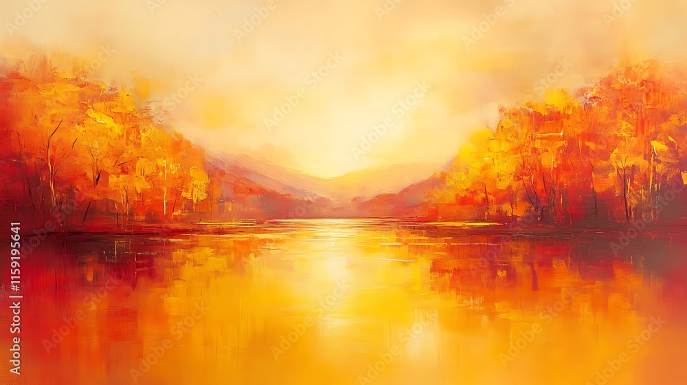 Autumnal Landscape Reflecting in Calm Water Autumnal Landscape Reflecting in Calm Water