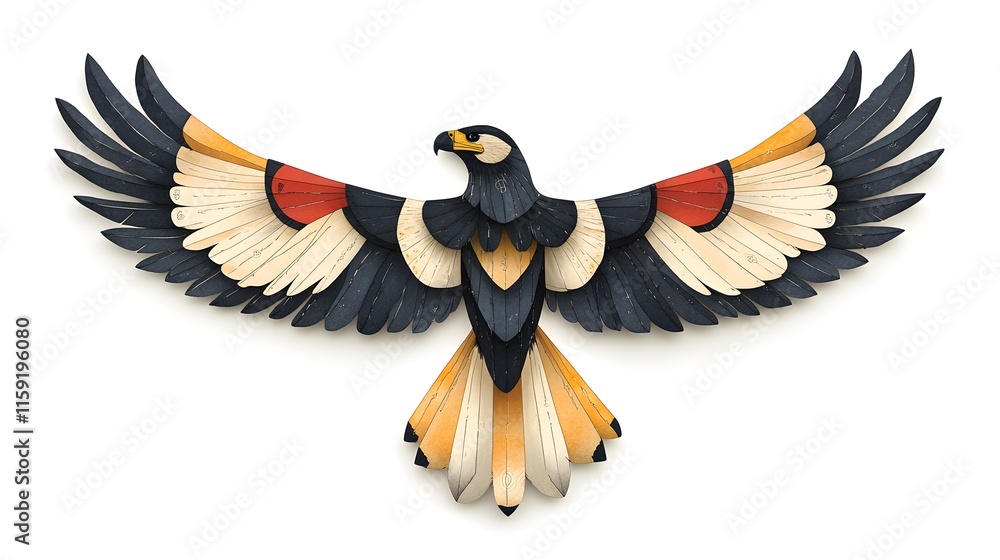 Fototapeta premium An intricately carved Eagle Totem displays powerful wings and vibrant colors, symbolizing strength, freedom, and wisdom.