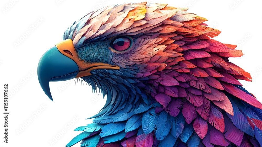 Fototapeta premium Vibrant colors enliven this intricate Eagle Totem art, symbolizing strength, freedom, and spiritual insight.
