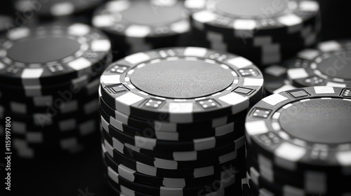 Stacked poker chips on a gaming table ready for an exciting game night photo