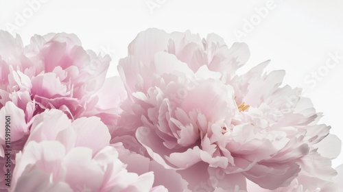 Wallpaper Mural An intimate view of a cluster of pink peonies with their layered petals and soft pink hues, isolated white background, minimalist art style Torontodigital.ca