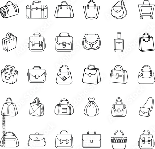 Diverse Collection of Bags Handbags, Suitcases, Travel Bags, and More
