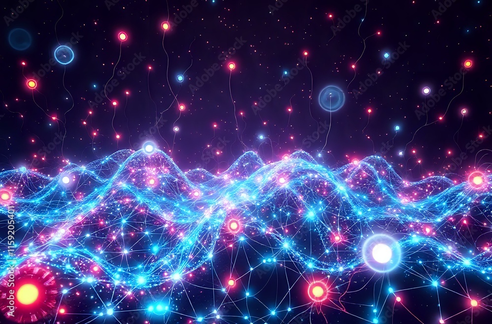 Vibrant Neon Bioluminescent Neural Networks on Alien Landscape Vibrant Neon Bioluminescent Neural Networks on Alien Landscape
