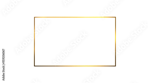 Thin gold line frame minimalist rectangle isolated on transparent background