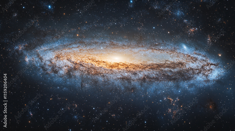 Fototapeta premium Galaxy in outer space showcasing swirling arms and bright core during cosmic twilight