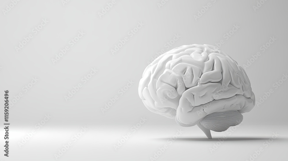 Brain on white background, with copy space Brain on white background, with copy space