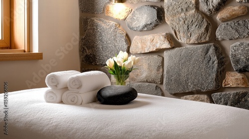 Lavish spa with hot stone massages and herbal baths photo