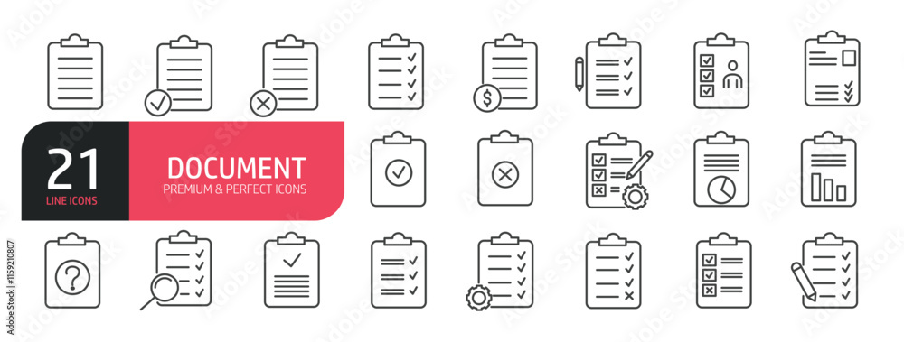Set of line icons related to document, file, archive, paper. Outline icons collection. Editable stroke. Vector illustration. Set of line icons related to document, file, archive, paper. Outline icons collection. Editable stroke. Vector illustration.