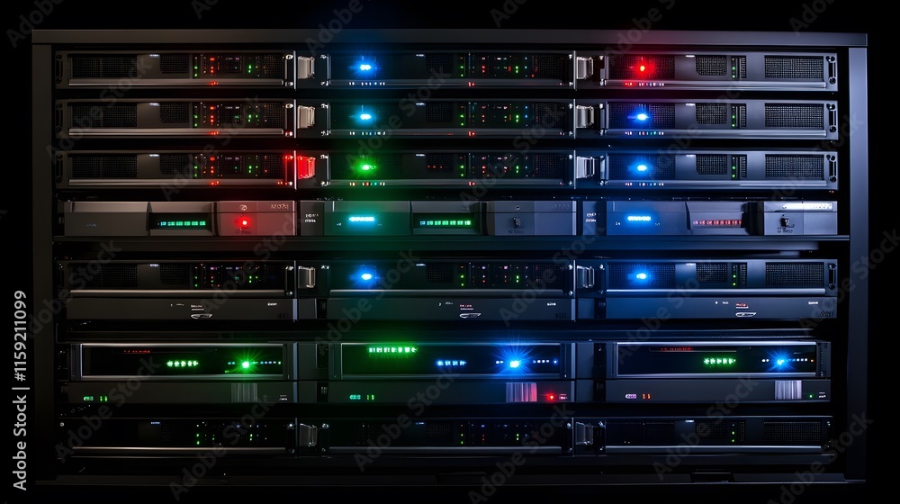 Illuminated Network Servers Rack Data Center Technology Illuminated Network Servers Rack Data Center Technology