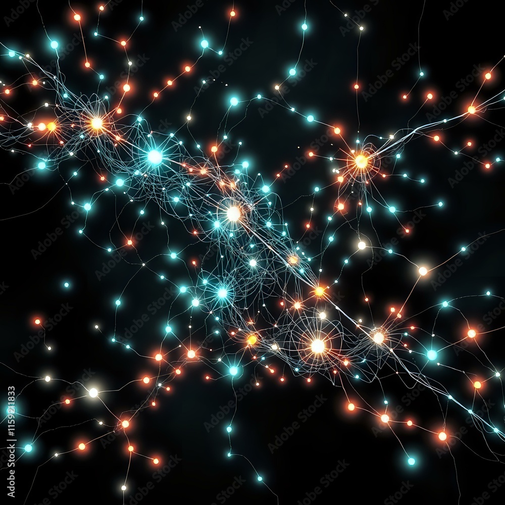 Fototapeta premium Enchanted Cityscape at Night with Bioluminescent Lights