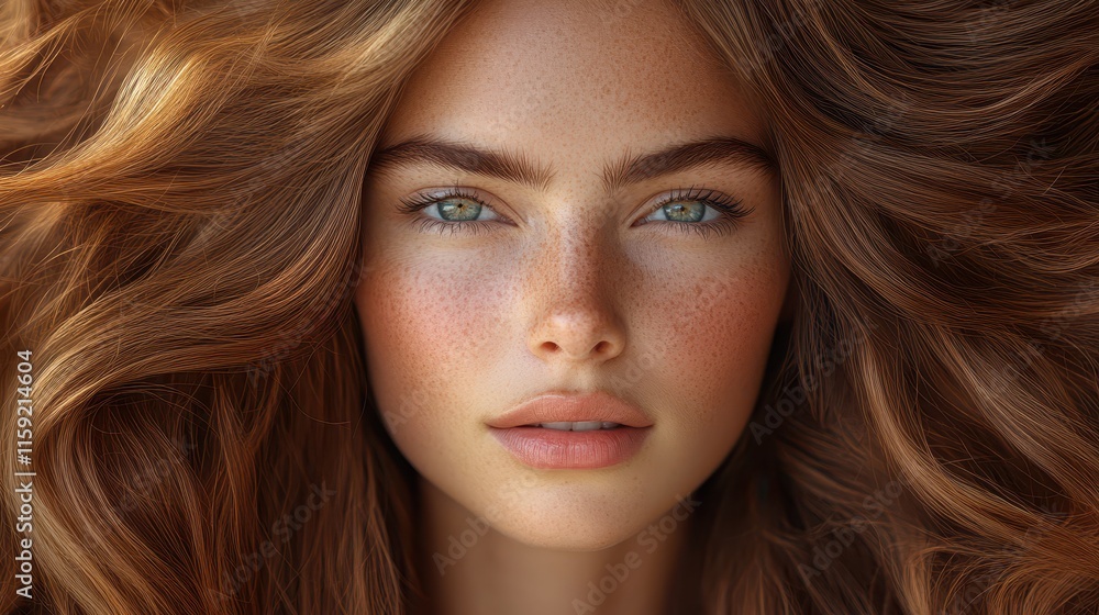 Woman with long beautiful hair showcasing natural beauty and captivating features Woman with long beautiful hair showcasing natural beauty and captivating features