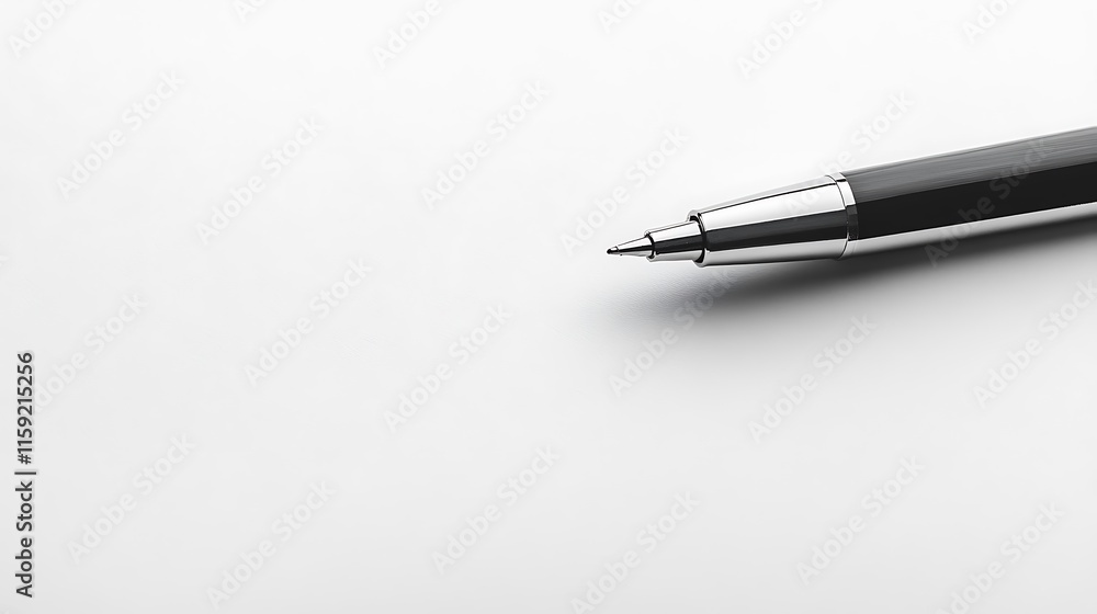 20. A minimalist shot of a pen balanced perfectly on top of a single sheet of white paper