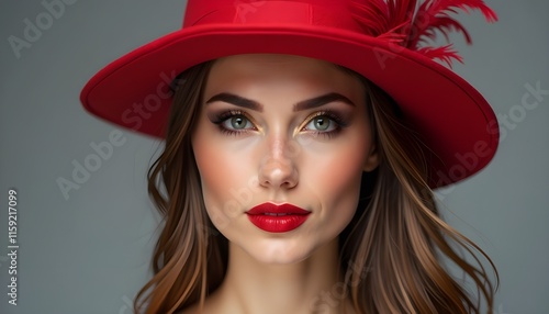 A Stunning 20 year old Women with Flawless Radian, A Natural Light Photo of a Young Women with Red Hat