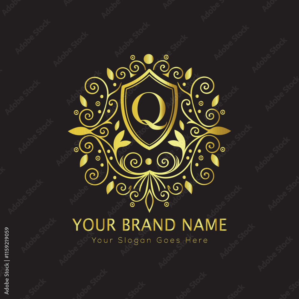 Letter Q Luxury brand logo design with a royal gold crown emblem and elegant typography
Letter Q Luxury brand logo design with a royal gold crown emblem and elegant typography