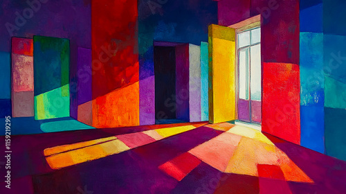 Shadows embrace light while bold textures emerge, crafting a symphony of vibrant beauty