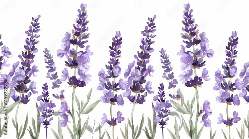 Elegant Lavender Floral Seamless Horizontal Pattern for Design Projects